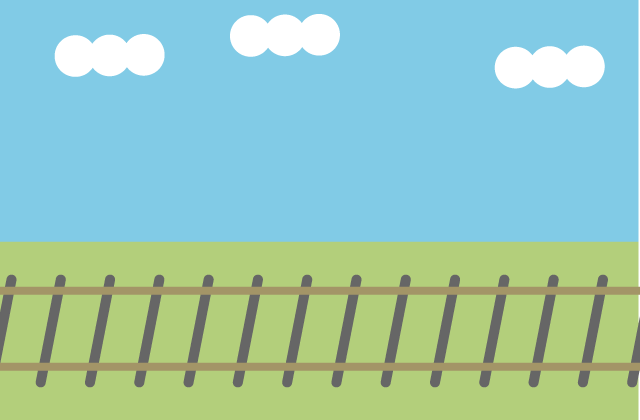 Ruby on Railsのイメージ：線路と空の背景